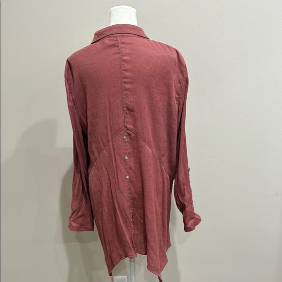 New Directions Women's Button-Up Rayon Tunic Top - Rose XL - Picture 3 of 3